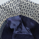 FENDI Zucchino Canvas Tote Bag Nylon Navy Silver Auth 117895-18