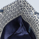 FENDI Zucchino Canvas Tote Bag Nylon Navy Silver Auth 117895-19