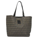 FENDI Zucchino Canvas Tote Bag Nylon Navy Silver Auth 117895-13