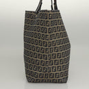 FENDI Zucchino Canvas Tote Bag Nylon Navy Silver Auth 117895-5