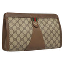 GUCCI GG Supreme Web Sherry Line Clutch Bag PVC Beige 89 01 033 Auth 117897-1