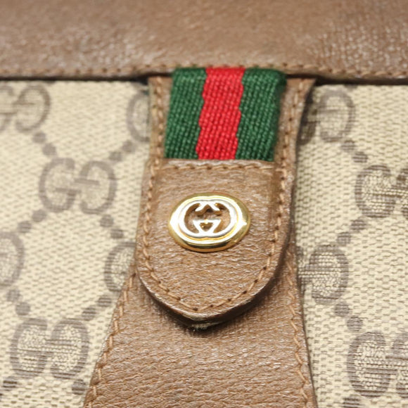 GUCCI GG Supreme Web Sherry Line Clutch Bag PVC Beige 89 01 033 Auth 117897