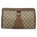 GUCCI GG Supreme Web Sherry Line Clutch Bag PVC Beige 89 01 033 Auth 117897-13