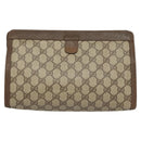 GUCCI GG Supreme Web Sherry Line Clutch Bag PVC Beige 89 01 033 Auth 117897-2