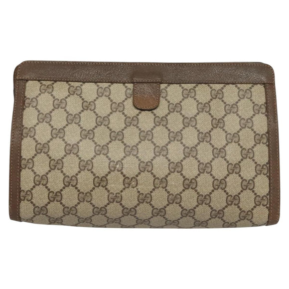 GUCCI GG Supreme Web Sherry Line Clutch Bag PVC Beige 89 01 033 Auth 117897