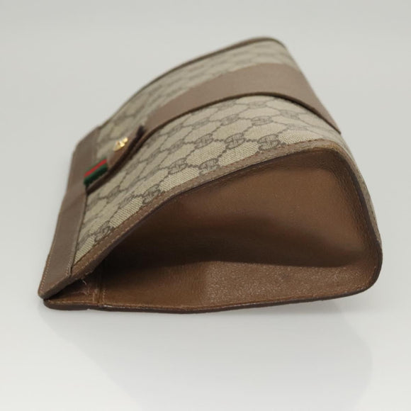 GUCCI GG Supreme Web Sherry Line Clutch Bag PVC Beige 89 01 033 Auth 117897