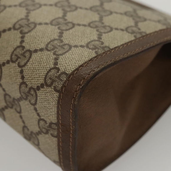 GUCCI GG Supreme Web Sherry Line Clutch Bag PVC Beige 89 01 033 Auth 117897