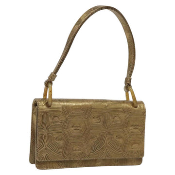 PRADA Shoulder Bag Leather Gold Auth 117899