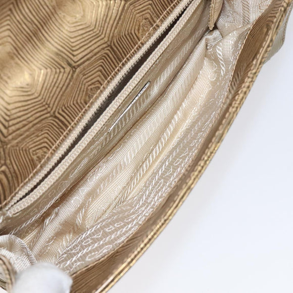 PRADA Shoulder Bag Leather Gold Auth 117899