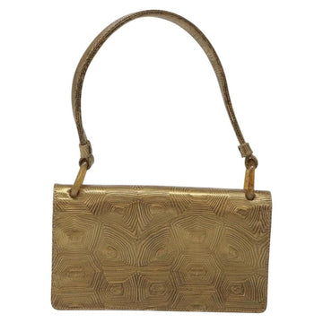 PRADA Shoulder Bag Leather Gold Auth 117899 - 0