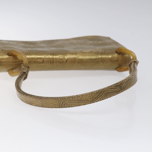 PRADA Shoulder Bag Leather Gold Auth 117899