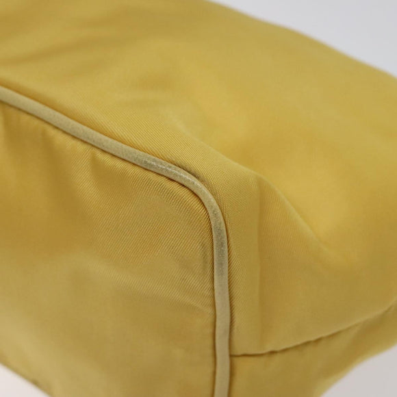 PRADA Chain Shoulder Bag Nylon Yellow Gold Auth 117900A