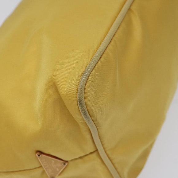 PRADA Chain Shoulder Bag Nylon Yellow Gold Auth 117900A