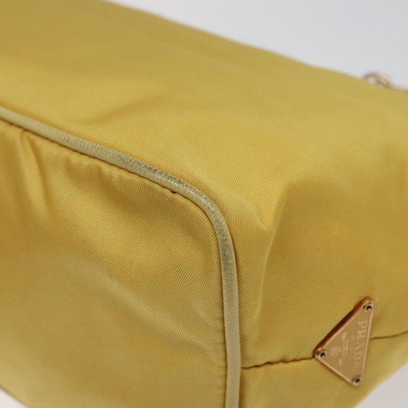 PRADA Chain Shoulder Bag Nylon Yellow Gold Auth 117900A