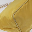 PRADA Chain Shoulder Bag Nylon Yellow Gold Auth 117900A-17