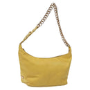 PRADA Chain Shoulder Bag Nylon Yellow Gold Auth 117900A-1