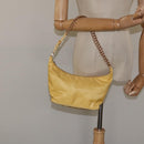 PRADA Chain Shoulder Bag Nylon Yellow Gold Auth 117900A-23
