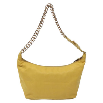 PRADA Chain Shoulder Bag Nylon Yellow Gold Auth 117900 - 0