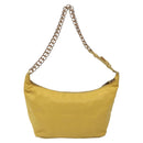 PRADA Chain Shoulder Bag Nylon Yellow Gold Auth 117900A-2
