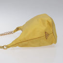 PRADA Chain Shoulder Bag Nylon Yellow Gold Auth 117900A-4
