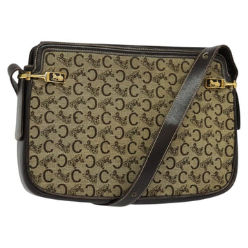 CELINE C Sulky Shoulder Bag Canvas Beige Gold Auth 117907