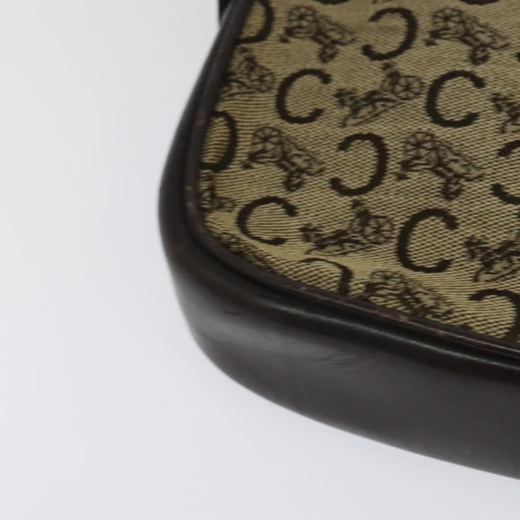 CELINE C Sulky Shoulder Bag Canvas Beige Gold Auth 117907