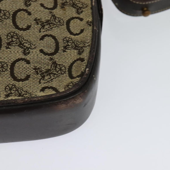 CELINE C Sulky Shoulder Bag Canvas Beige Gold Auth 117907