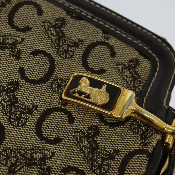 CELINE C Sulky Shoulder Bag Canvas Beige Gold Auth 117907