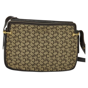 CELINE C Sulky Shoulder Bag Canvas Beige Gold Auth 117907 - 0