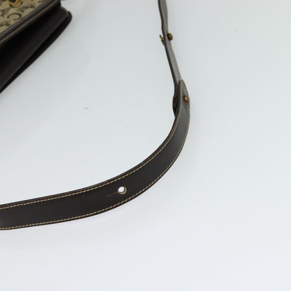 CELINE C Sulky Shoulder Bag Canvas Beige Gold Auth 117907