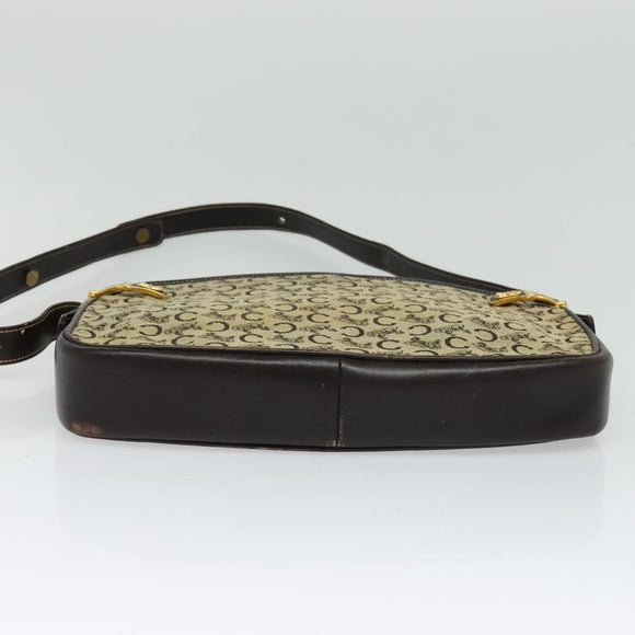 CELINE C Sulky Shoulder Bag Canvas Beige Gold Auth 117907