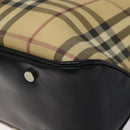 BURBERRY Nova Check Hand Bag PVC Beige Silver Auth 117914-9