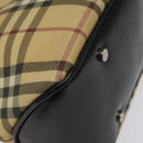 BURBERRY Nova Check Hand Bag PVC Beige Silver Auth 117914-14