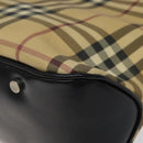 BURBERRY Nova Check Hand Bag PVC Beige Silver Auth 117914-15