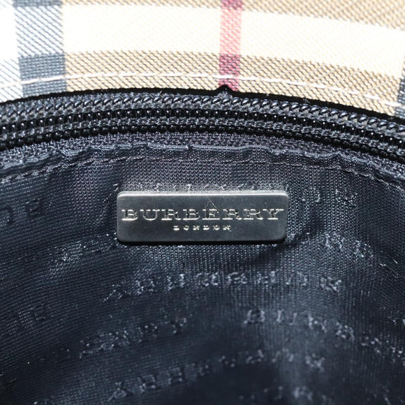 BURBERRY Nova Check Hand Bag PVC Beige Silver Auth 117914