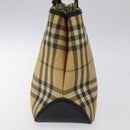 BURBERRY Nova Check Hand Bag PVC Beige Silver Auth 117914-4