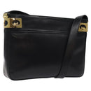 CELINE Shoulder Bag Leather Black Gold Auth 117924-1