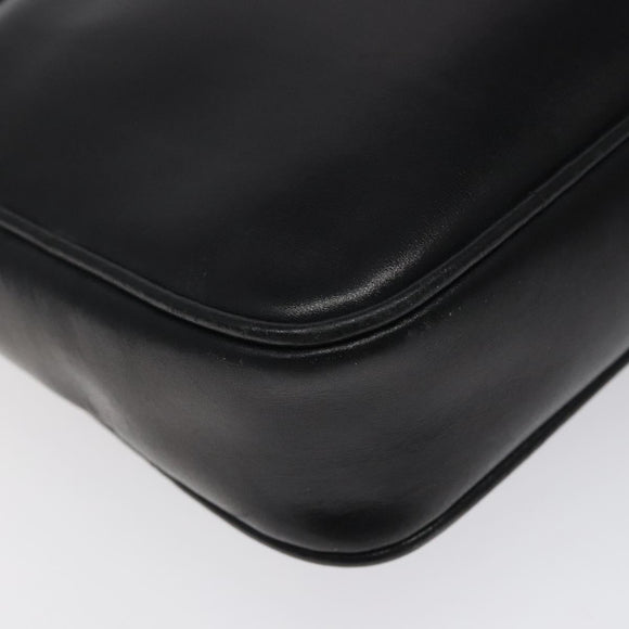 CELINE Shoulder Bag Leather Black Gold Auth 117924