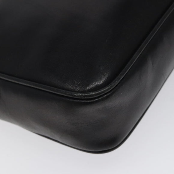 CELINE Shoulder Bag Leather Black Gold Auth 117924