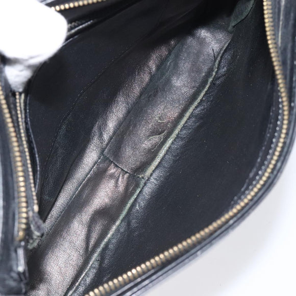 CELINE Shoulder Bag Leather Black Gold Auth 117924