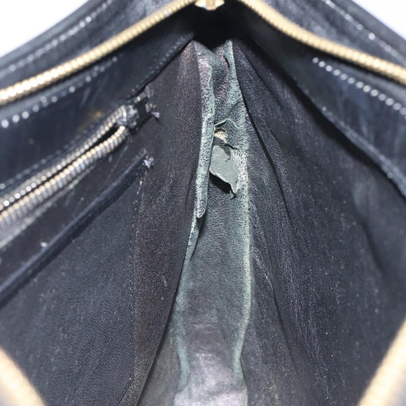 CELINE Shoulder Bag Leather Black Gold Auth 117924
