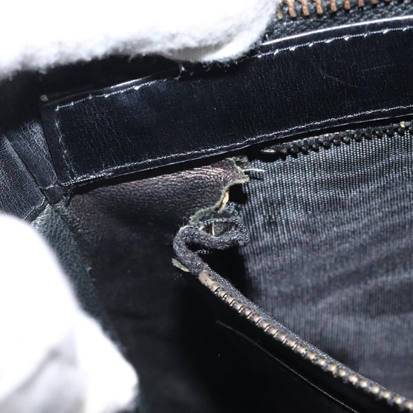 CELINE Shoulder Bag Leather Black Gold Auth 117924