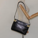 CELINE Shoulder Bag Leather Black Gold Auth 117924-23