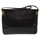 CELINE Shoulder Bag Leather Black Gold Auth 117924-2