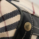 BURBERRY Nova Check Blue Label Tote Bag Canvas Beige Gold Auth 117928-14