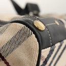 BURBERRY Nova Check Blue Label Tote Bag Canvas Beige Gold Auth 117928-15
