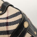 BURBERRY Nova Check Blue Label Tote Bag Canvas Beige Gold Auth 117928-16