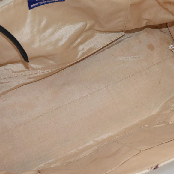 BURBERRY Nova Check Blue Label Tote Bag Canvas Beige Gold Auth 117928