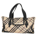 BURBERRY Nova Check Blue Label Tote Bag Canvas Beige Gold Auth 117928-13