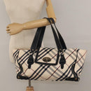 BURBERRY Nova Check Blue Label Tote Bag Canvas Beige Gold Auth 117928-20